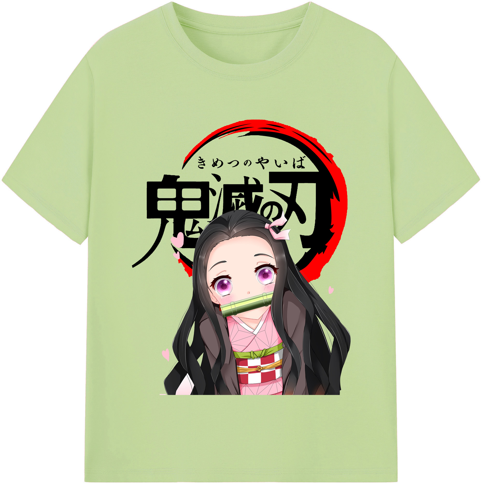 （画像用） 鬼滅の刃（きめつのやいば）竈門 禰󠄀豆子／かまど ねずこ Kamado Nezuko 綿100％半袖Tシャツ（フロントプリント）